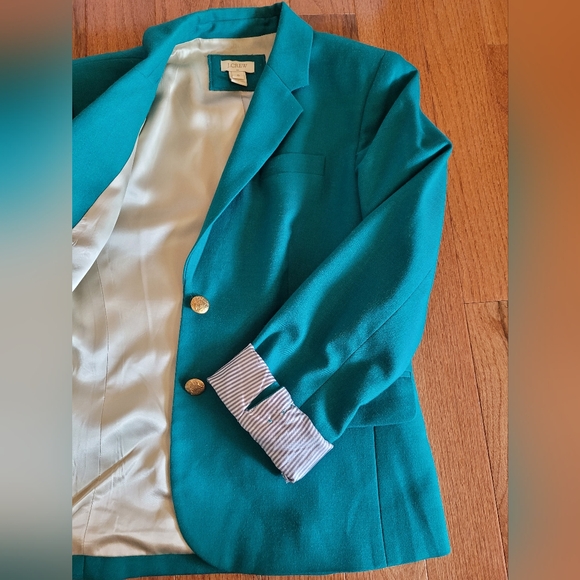 Beautiful Vintage J.Crew schoolboy Wool Blend Blazer Green size 6 Women's Classy - Picture 6 of 14